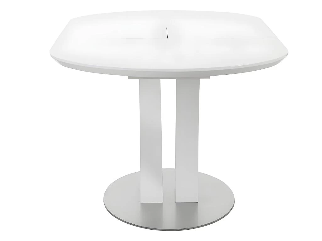 Table à Manger Extensible - 6 à 8 Couverts - MDF Et Métal Inoxydable - Blanc Laqué - TALARA 10 Table à Manger Extensible - 6 à 8 Couverts - MDF Et Métal Inoxydable - Blanc Laqué - TALARA – Image 8
