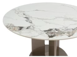 Table à Manger 4 Couverts En Céramique Et MDF - Effet Marbre Blanc Et Taupe Laqué - GOULBURN -Magasin de meubles de restaurant table a manger 7169827