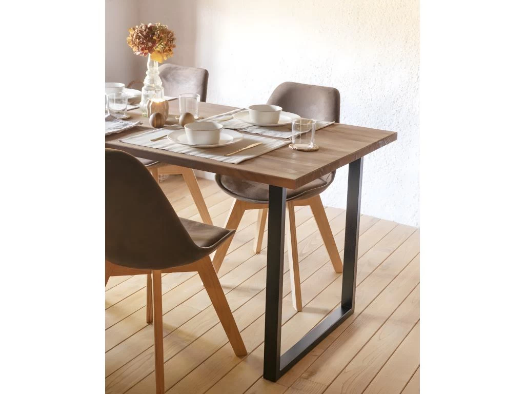 Table à Manger Zocco Chêne Foncé Et Noir 180x80cm 6 Table à Manger Zocco Chêne Foncé Et Noir 180x80cm – Image 4