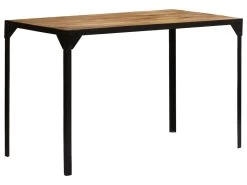 Table De Salon Salle à Manger Design Bois De Manguier Brut Et Acier 120 Cm 0902318