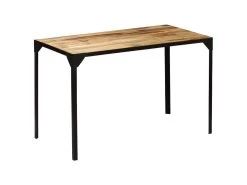 Table De Salon Salle à Manger Design Bois De Manguier Brut Et Acier 120 Cm 0902318 -Magasin de meubles de restaurant table a manger 8942949