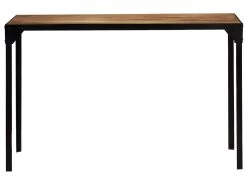 Table De Salon Salle à Manger Design Bois De Manguier Brut Et Acier 120 Cm 0902318 -Magasin de meubles de restaurant table a manger 8942951