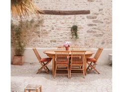 Table à Manger En Bois De Teck Pérou -Magasin de meubles de restaurant table a manger 8944121