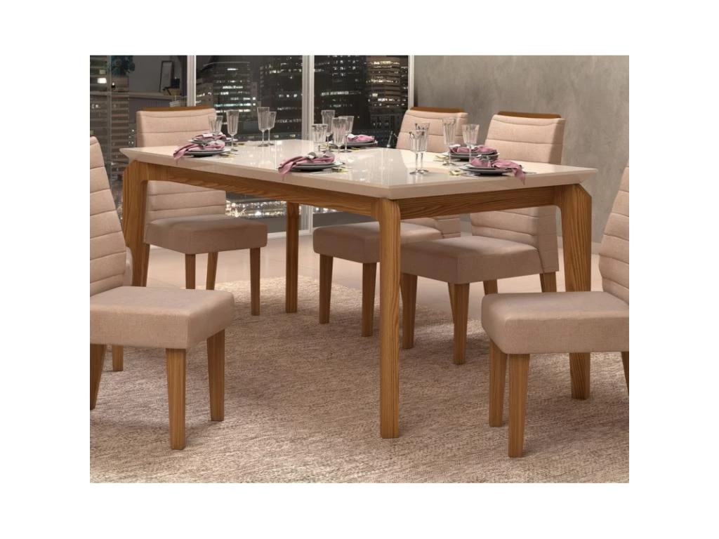 Table à Manger 6 Personnes Chêne Et Blanc 4 Table à Manger 6 Personnes Chêne Et Blanc – Image 2