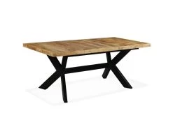 Table De Salon Salle à Manger Design Bois De Manguier Solide Et Acier 180 Cm 0902175