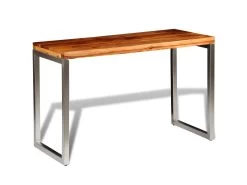 Table De Salon Salle à Manger Design Et Pieds En Acier Bois Massif De Sesham 0902223