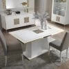 SAFARY - Table Repas Rectangulaire 160cm Laquée Blanc Et Or Décor Sérigraphié -Magasin de meubles de restaurant table a manger 8945743