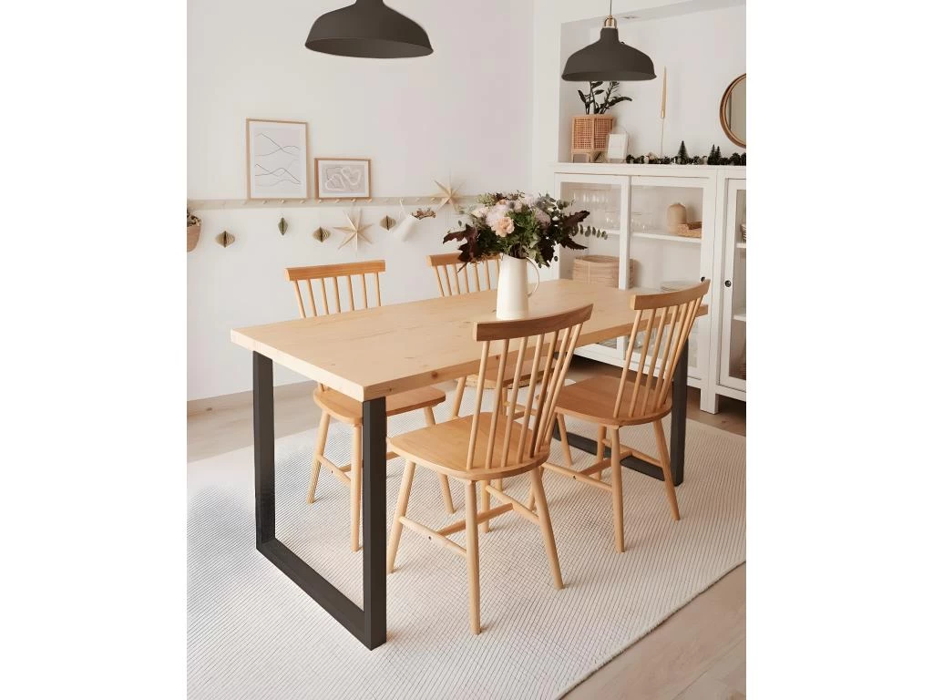 Table à Manger Zocco Naturelle Et Noir 200x80cm 4 Table à Manger Zocco Naturelle Et Noir 200x80cm – Image 2