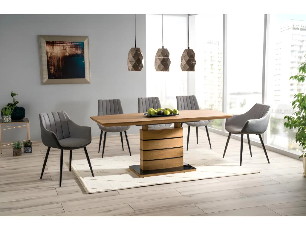 Table De Repas Extensible 140/180 Cm Décor Chêne Artisan - LEANDRE 4 Table De Repas Extensible 140/180 Cm Décor Chêne Artisan - LEANDRE – Image 2