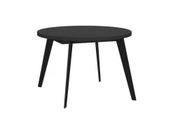Table Ronde Extensible 110/155 Cm Plateau Noir - Pieds Métal - VANESSA