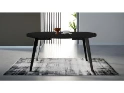 Table Ronde Extensible 110/155 Cm Plateau Noir - Pieds Métal - VANESSA -Magasin de meubles de restaurant table a manger 9177557