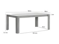 Table De Repas Extensible 160/206 Plateau Blanc Laqué Et Pieds Gris - ALEXIANE -Magasin de meubles de restaurant table a manger 9178753