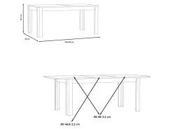 Table De Repas Extensible 160/206 Plateau Blanc Laqué Et Pieds Gris - ALEXIANE -Magasin de meubles de restaurant table a manger 9178755