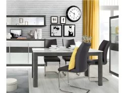 Table De Repas Extensible 160 à 206 Cm Bois Blanc Et Gris - CALVI -Magasin de meubles de restaurant table a manger 9178791