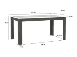 Table De Repas Extensible 160 à 206 Cm Bois Blanc Et Gris - CALVI -Magasin de meubles de restaurant table a manger 9178793