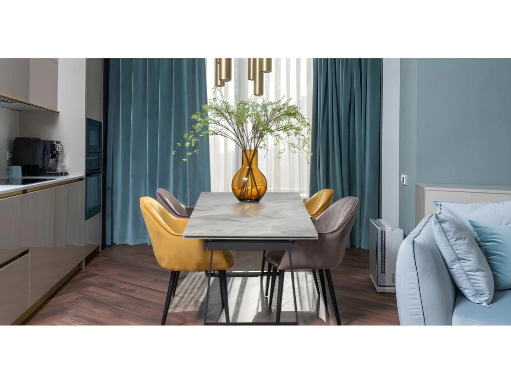 Table Extensible 160/240 Cm Céramique Gris Marbré Pied Luge - DAKOTA 02 4 Table Extensible 160/240 Cm Céramique Gris Marbré Pied Luge - DAKOTA 02 – Image 2