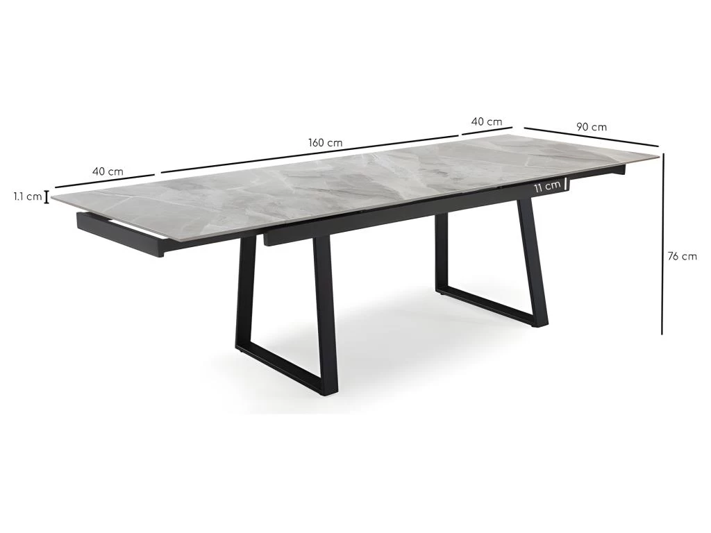 Table Extensible 160/240 Cm Céramique Gris Marbré Pied Luge - DAKOTA 02 7 Table Extensible 160/240 Cm Céramique Gris Marbré Pied Luge - DAKOTA 02 – Image 5