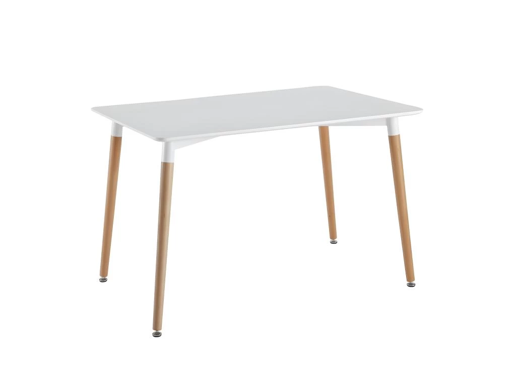 ZURI - Table Rectangulaire Blanche Et Pieds Effet Bois 3 ZURI - Table Rectangulaire Blanche Et Pieds Effet Bois