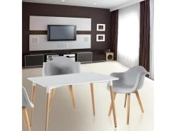 ZURI - Table Rectangulaire Blanche Et Pieds Effet Bois 9 ZURI - Table Rectangulaire Blanche Et Pieds Effet Bois -Magasin de meubles de restaurant table a manger 9320735