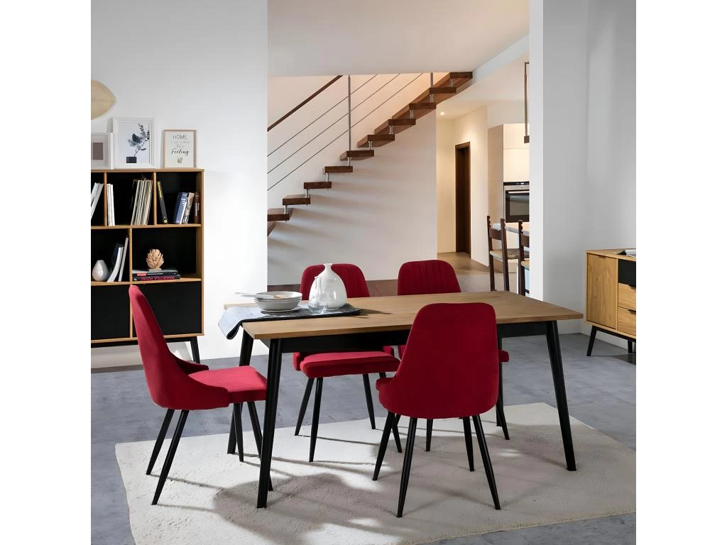 PASCALE - Table Repas 150cm Bois Massif Naturel Et Noir 4 PASCALE - Table Repas 150cm Bois Massif Naturel Et Noir – Image 2