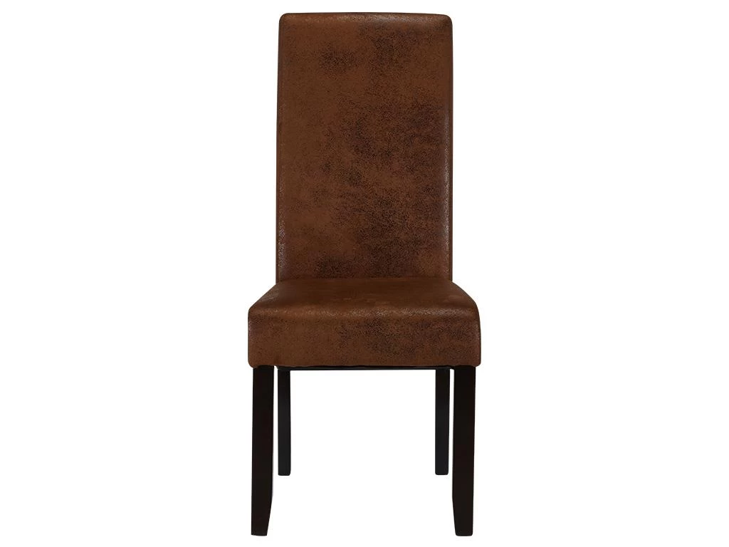 Lot De 2 Chaises SANTOS - Microfibre Aspect Cuir Vieilli - Pieds Bois Foncé 4 Lot De 2 Chaises SANTOS - Microfibre Aspect Cuir Vieilli - Pieds Bois Foncé – Image 2