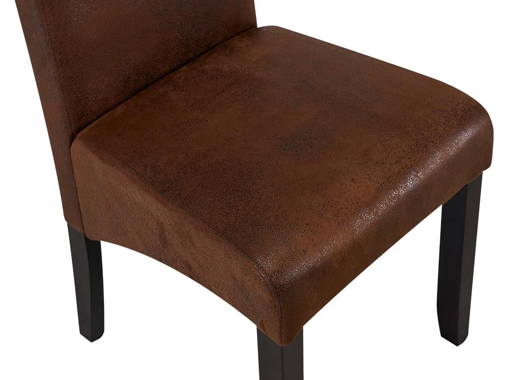 Lot De 2 Chaises SANTOS - Microfibre Aspect Cuir Vieilli - Pieds Bois Foncé 8 Lot De 2 Chaises SANTOS - Microfibre Aspect Cuir Vieilli - Pieds Bois Foncé – Image 6